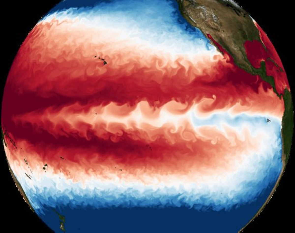 기초과학연구원은 대기 중 이산화탄소 농도 증가에 따른 엘니뇨-남방진동의 변동성을 예측했다. 사진은 이들이 대기-해양 결합 모델에서 시뮬레이션한 해수면 온도. 사진 기초과학연구원 자료